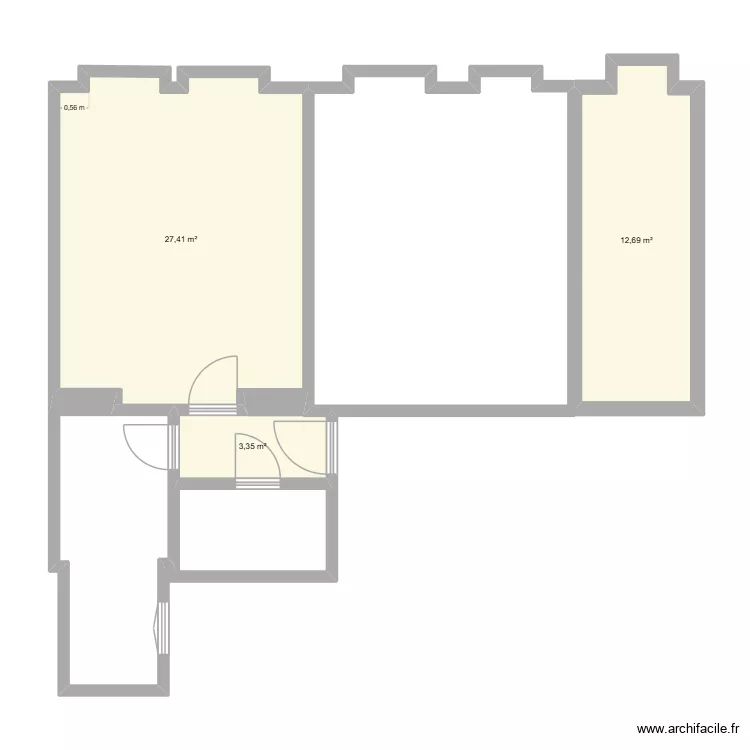 EO2. Plan de 3  et 43 m²