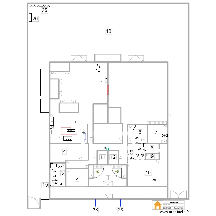 Maquina auto decapagem 2. Plan de 22 pièces et 3017 m2