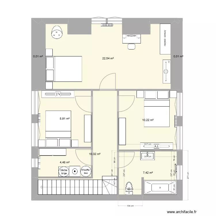 Maison Lesconil 2 étage. Plan de 8 et 64 m² Maison Lesconil 2 étage. Plan de 8 et 64 m²