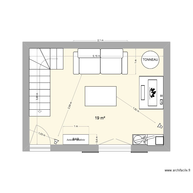 SALON LA REDORTE. Plan de 1 pièce et 19 m2