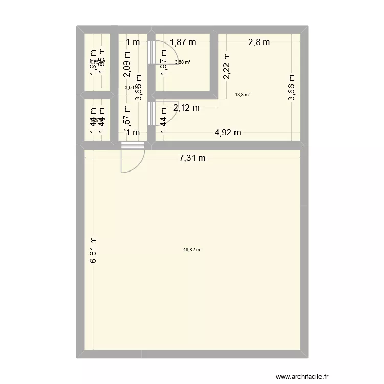 Etage 46. Plan de 6 et 74 m² Etage 46. Plan de 6 et 74 m²