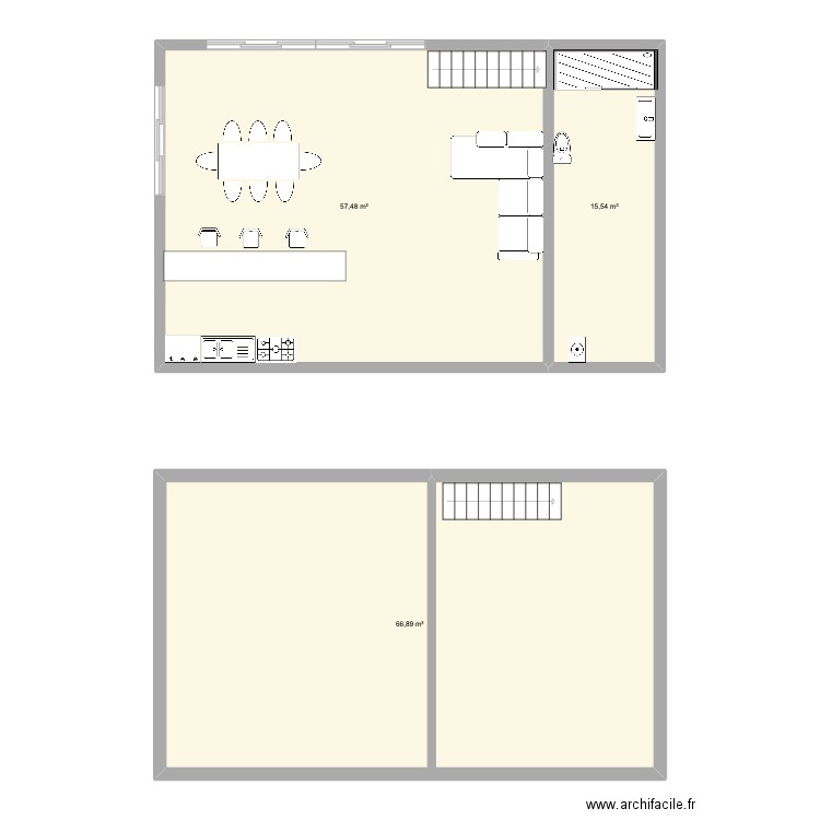 Casa Mae. Plan de 3 pièces et 140 m2