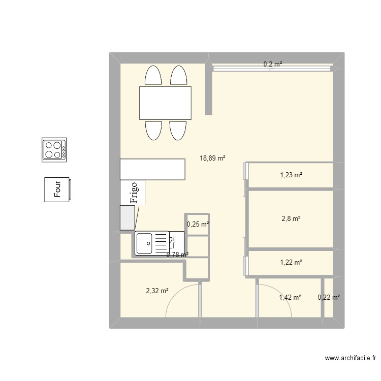 Plan Toussuire Essais 2. Plan de 13 pièces et 29 m2