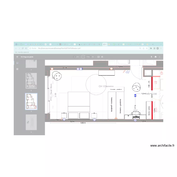 Chambre 1 TMA1 Bis. Plan de 