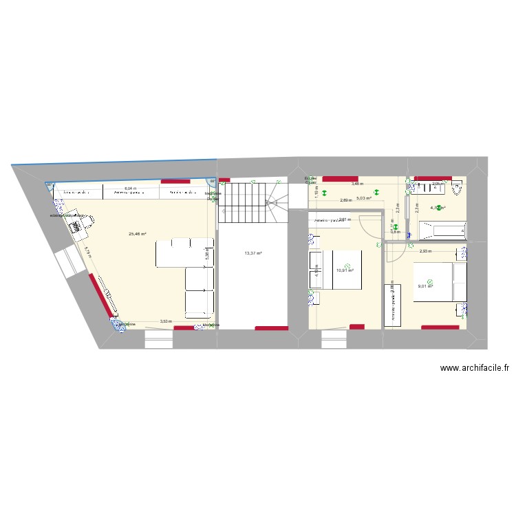 Aménagement 25 La Meffrais étage (réseaux). Plan de 0 pièce et 0 m2