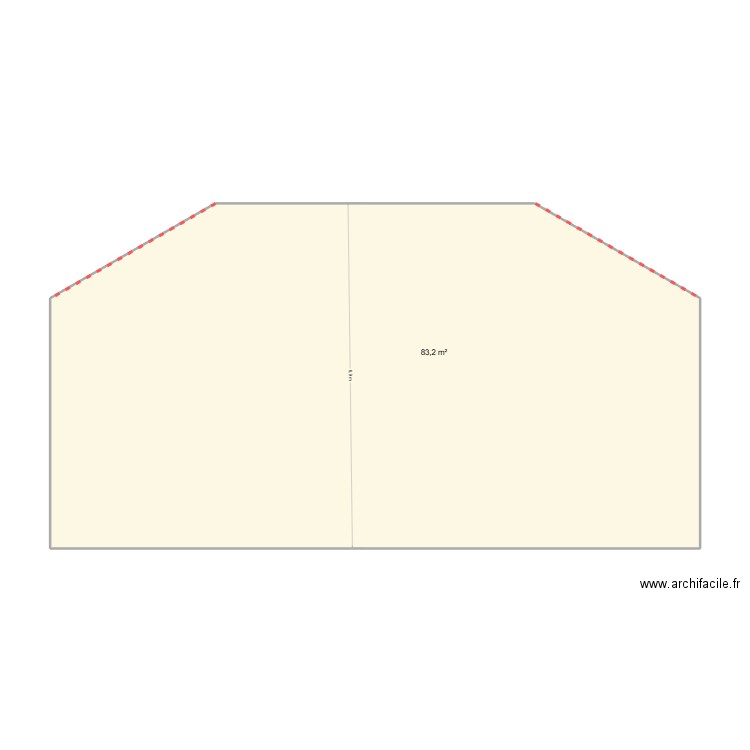 toiture. Plan de 1 pièce et 83 m2
