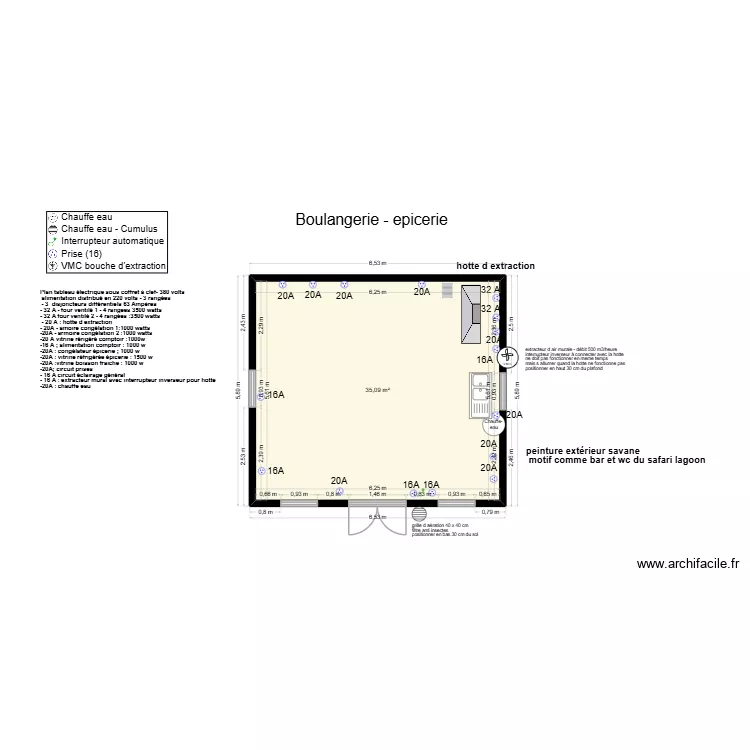 boulangerie-epicerie-electricté. Plan de 1 Pièce et 35 m² boulangerie-epicerie-electricté. Plan de 1 Pièce et 35 m²