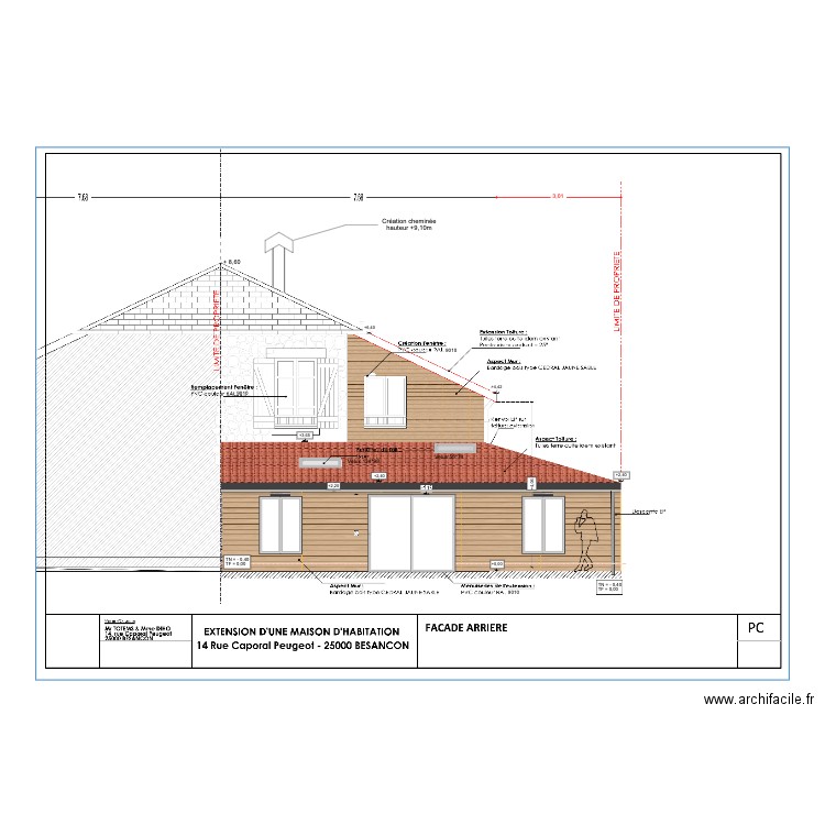 facade arrière. Plan de 0 pièce et 0 m2