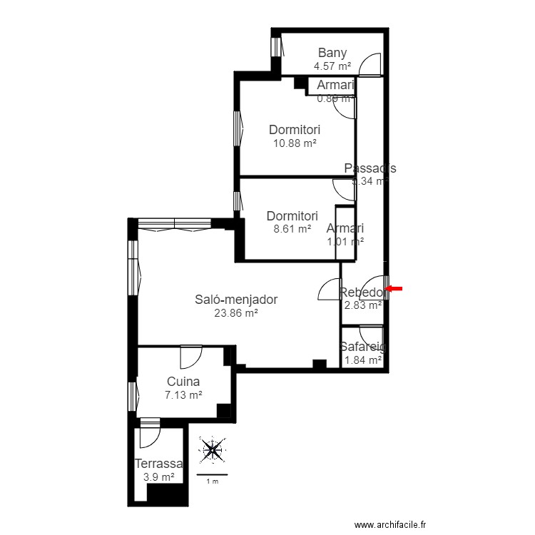 ed. san felix escala 1 -3,1. escaldes. Plan de 11 pièces et 71 m2