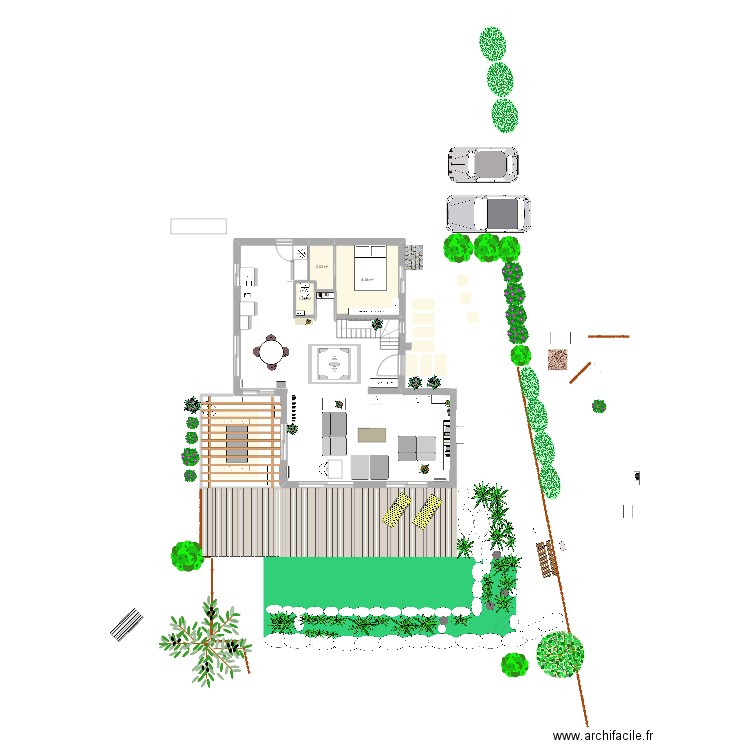 Salon Groach. Plan de 3 pièces et 12 m2