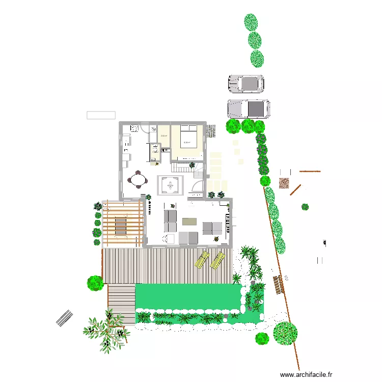 Salon Groach. Plan de 3  et 12 m²