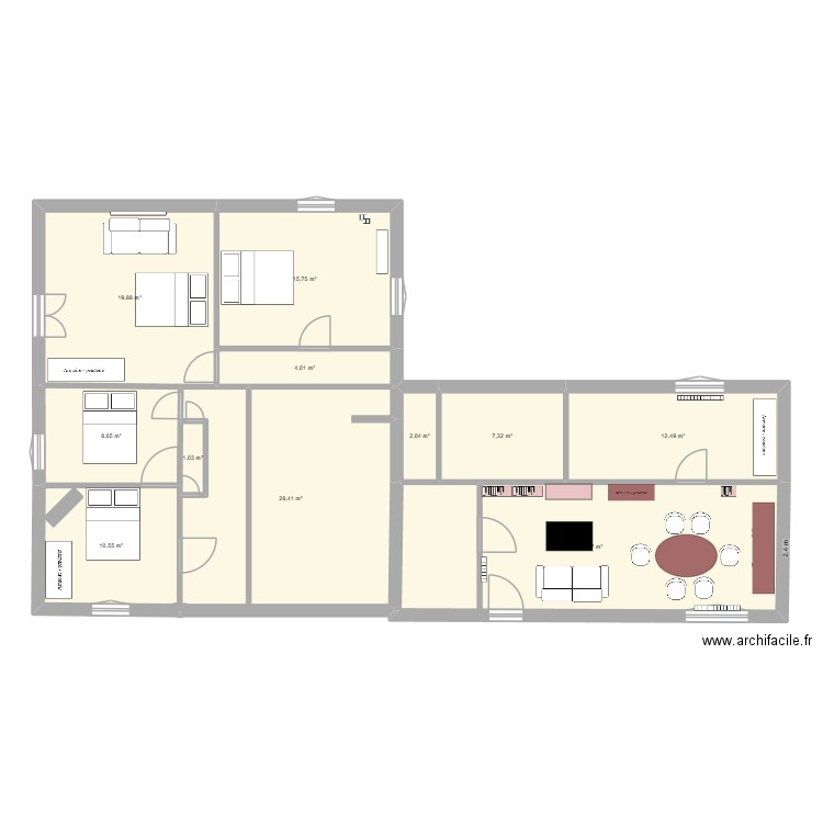 amenagement pdb. Plan de 11 pièces et 142 m2