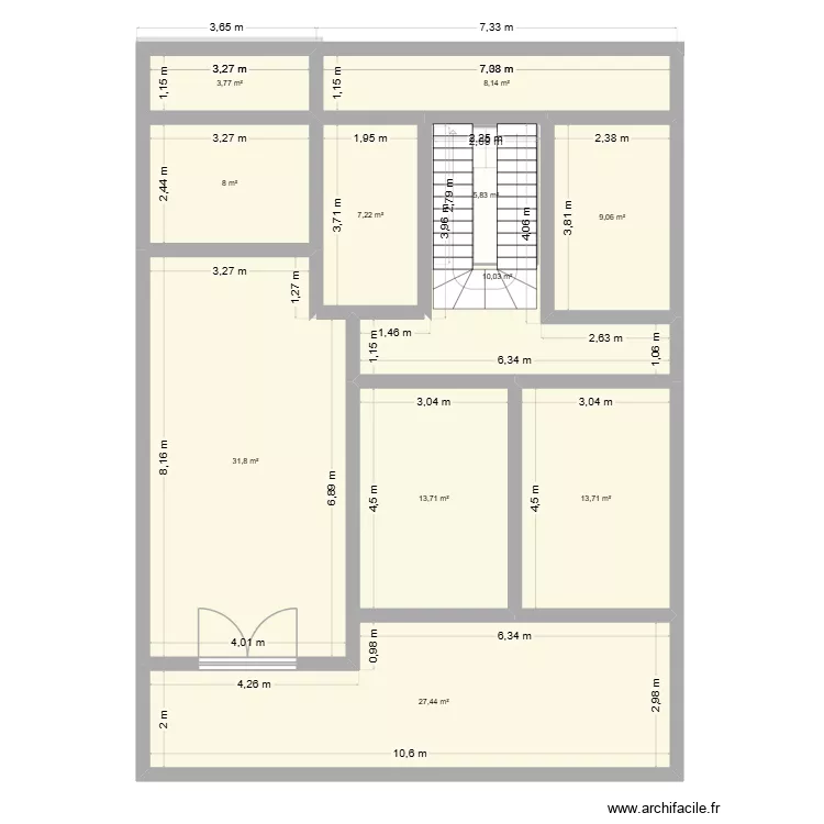 JUDI. Plan de 16  et 281 m²