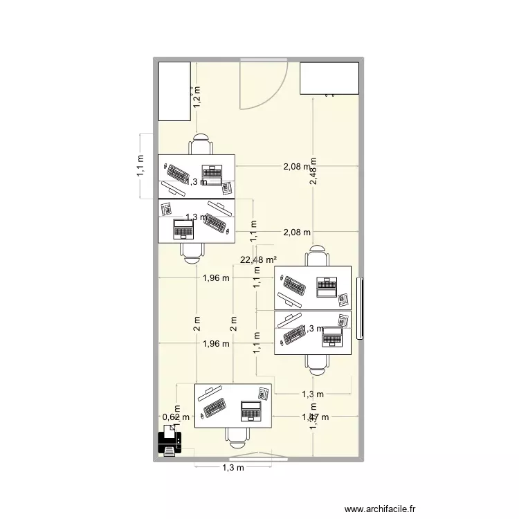 Bureau plan 2. Plan de 1 Pièce et 22 m² Bureau plan 2. Plan de 1 Pièce et 22 m²