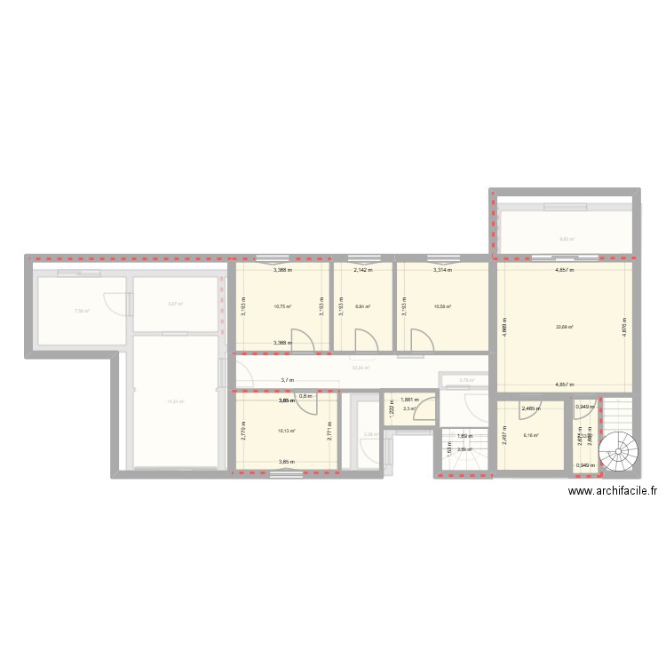 rubrozi 2. Plan de 20 pièces et 222 m2