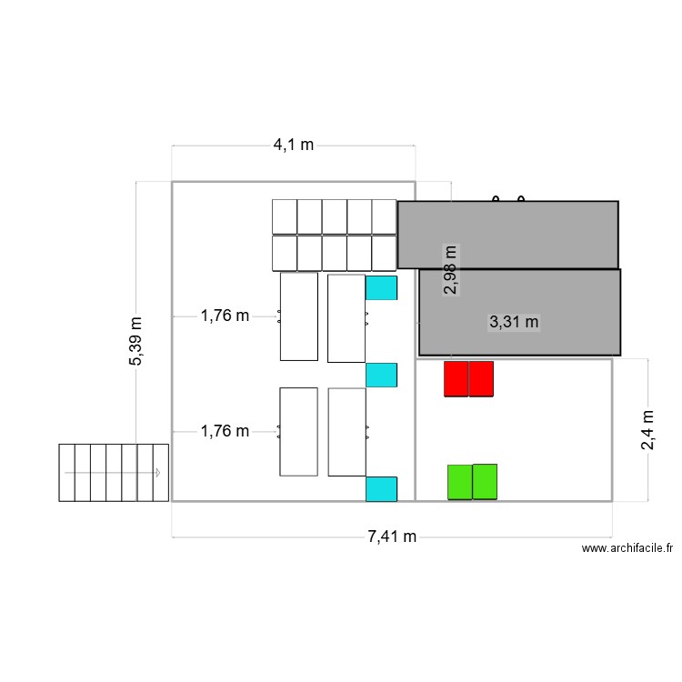 Zone contrôle final UAP 1. Plan de 2 pièces et 30 m2
