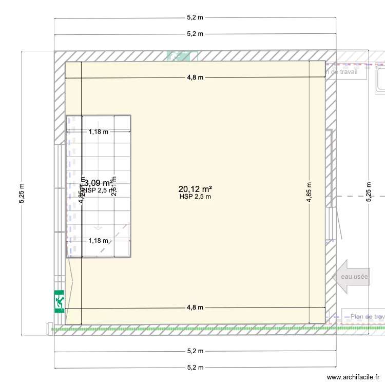 Box H72 Mont-sur-Lausanne Plan final haut. Plan de 4  et 85 m²