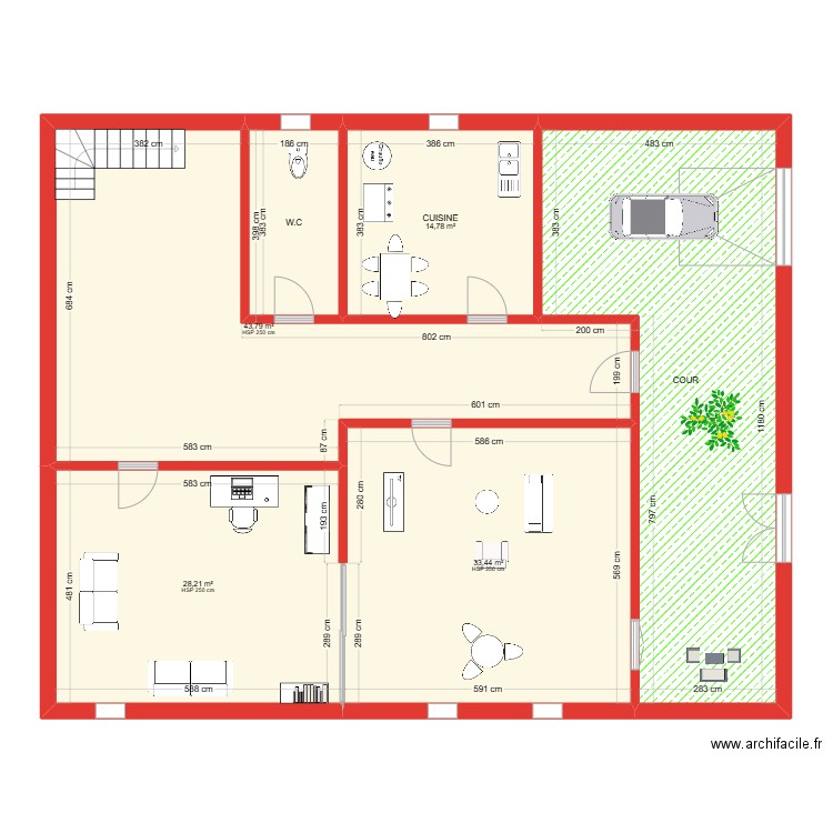 Plan Ndiémé. Plan de 6 pièces et 168 m2