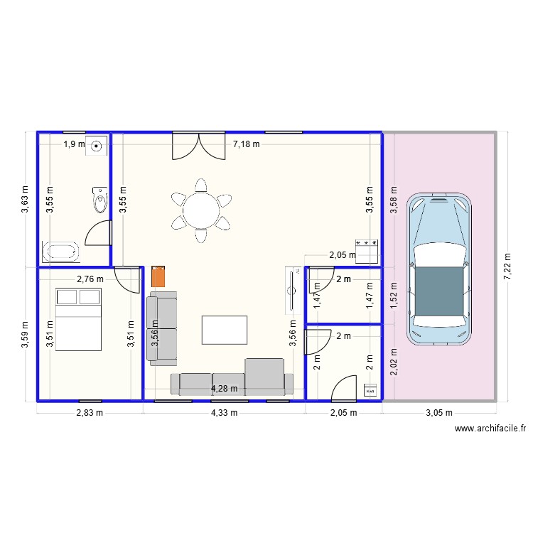 tienne des brûlés BIS. Plan de 6 pièces et 85 m2