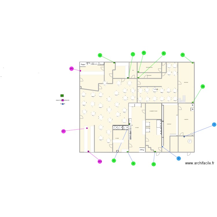 BRASSEERIE CARNOT. Plan de 18 pièces et 10791 m2