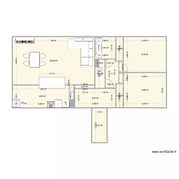 MARION. Plan de 14  et 72 m²