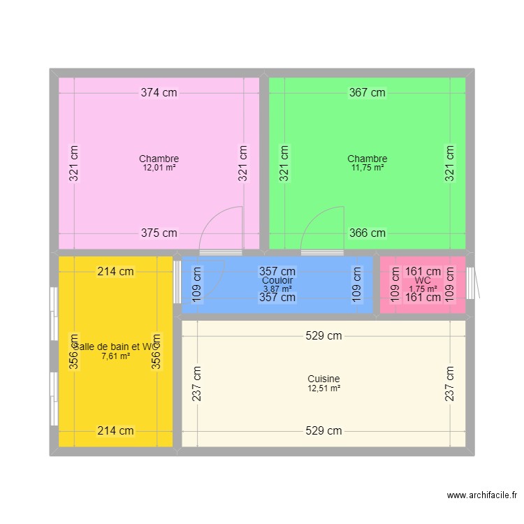 bungalow 50m2. Plan de 0 pièce et 0 m2