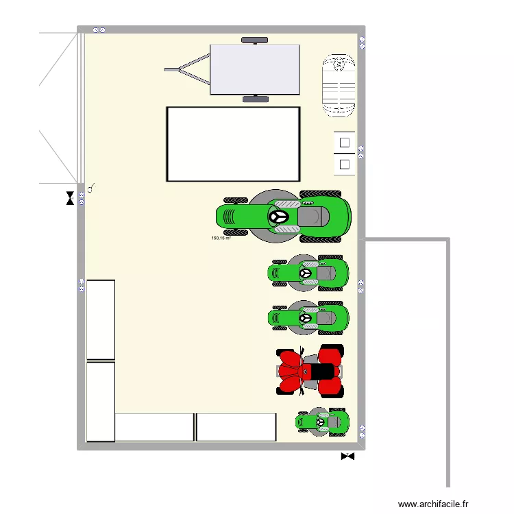 hangar extension avec prises. Plan de 