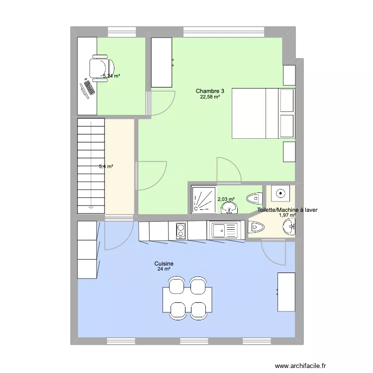 Etage 1 Plan Coloc. Plan de 6 et 61 m² Etage 1 Plan Coloc. Plan de 6 et 61 m²