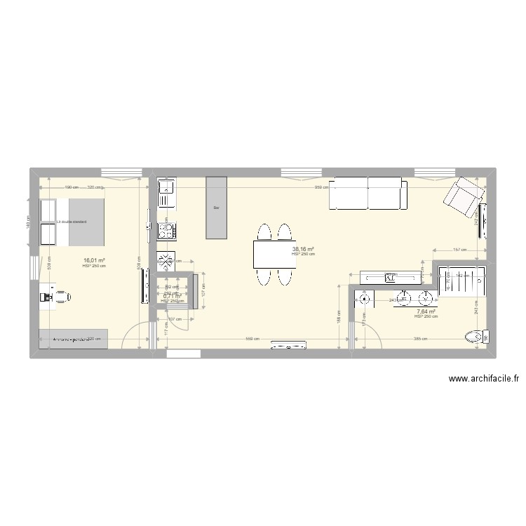 étage 2. Plan de 4 pièces et 63 m2