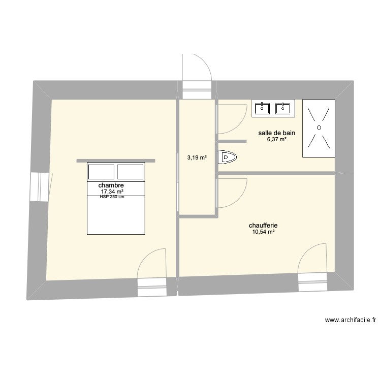 SUITE. Plan de 4 pièces et 37 m2