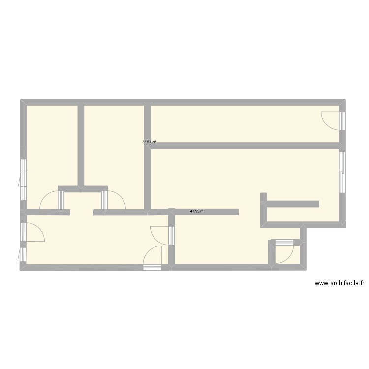 Plan de base Ivana. Plan de 2 pièces et 82 m2