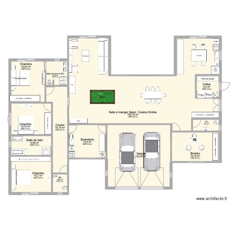 PLAN DEFINITIF 2 CHAMBRE DECALEES COTE NORD. Plan de 13 pièces et 262 m2