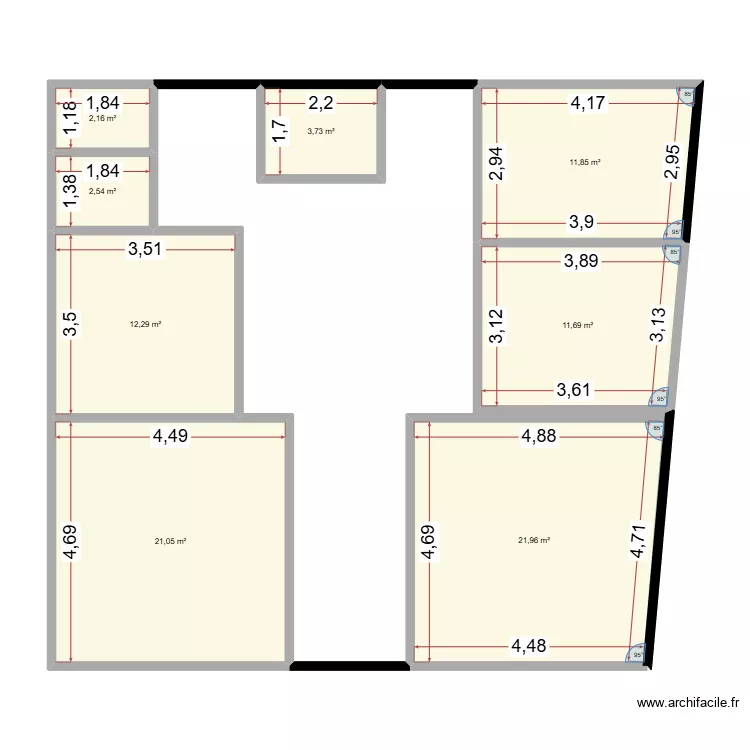MMSALL1. Plan de 8  et 87 m²