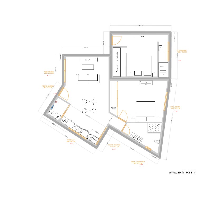 plan aure 8. Plan de 6 pièces et 154 m2