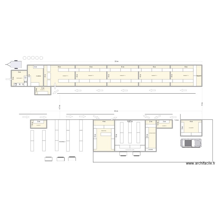 Banquet SDLFP 2. Plan de 14 pièces et 237 m2