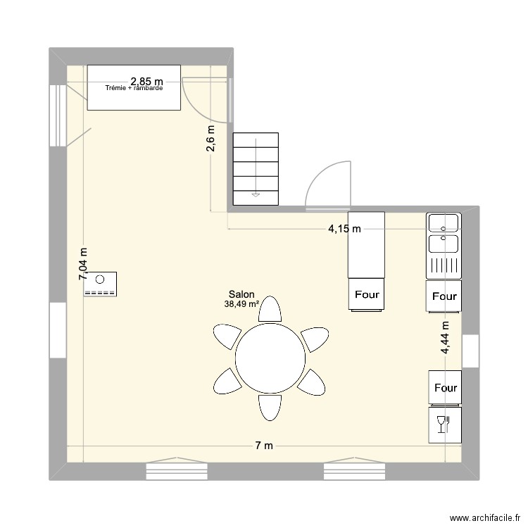 Plan maison. Plan de 1 pièce et 38 m2