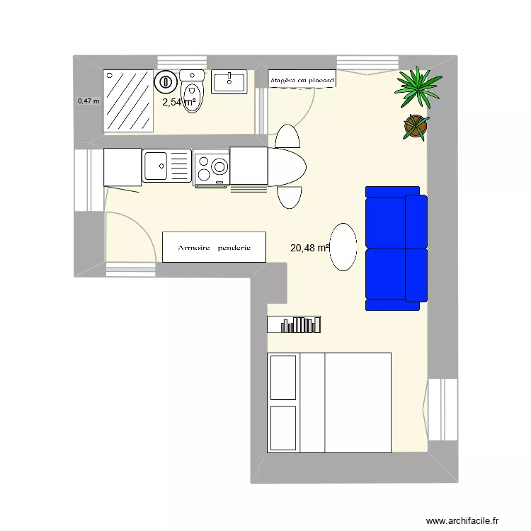 Adrien. Plan de 2 et 23 m² Adrien. Plan de 2 et 23 m²