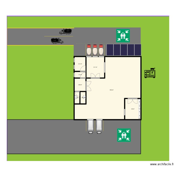 Planta Biotecnologica. Plan de 8 pièces et 86 m2