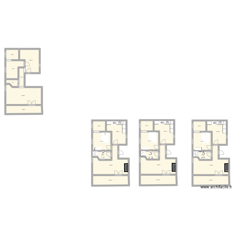 Appart roro. Plan de 25 pièces et 244 m2