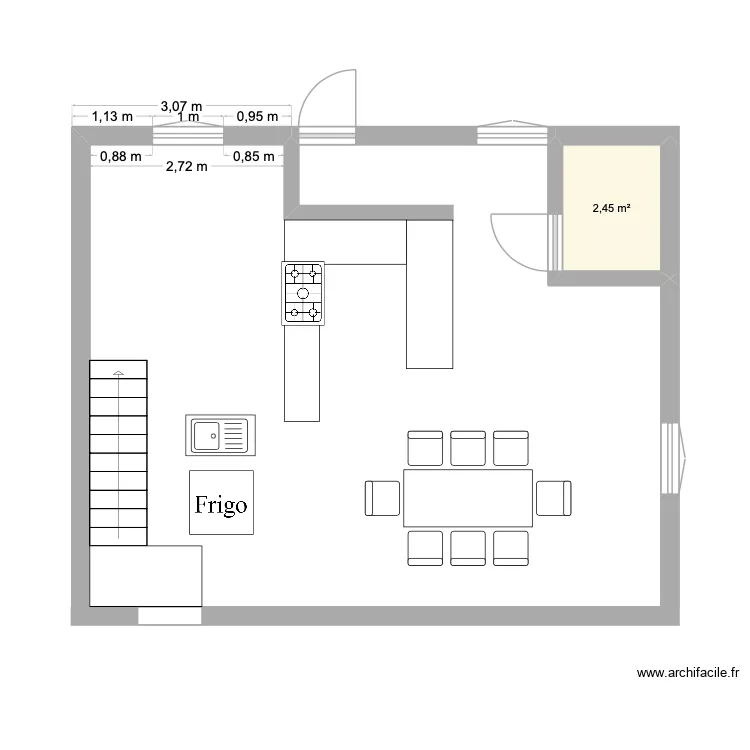 maison hors cote. Plan de 1 Pièce et 2 m²