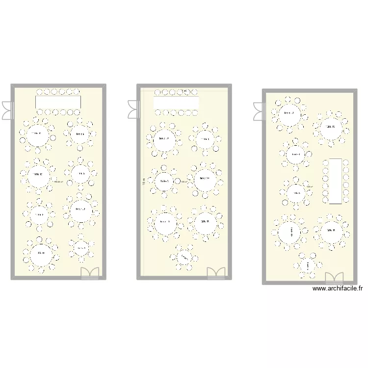 Plan salle mariage. Plan de 3  et 315 m²