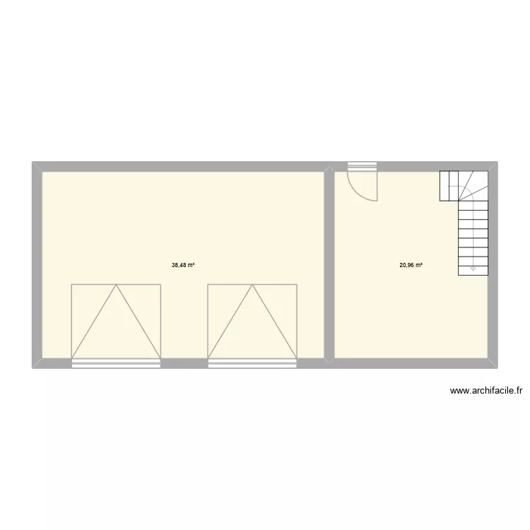 db garage. Plan de 2 pièces et 59 m²