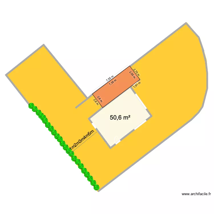 extension 4. Plan de 1  et 51 m²