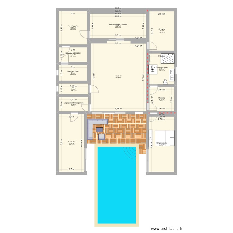 FUTUR PLAN 1. Plan de 14 pièces et 145 m2