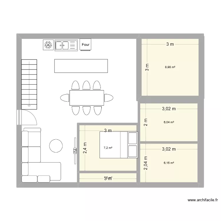 Appart Cl&eacute;ment. Plan de 5  et 30 m²