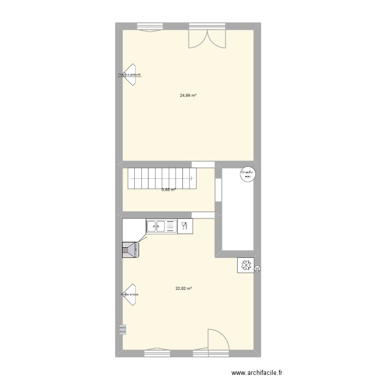 blye rdc. Plan de 3 pièces et 54 m2