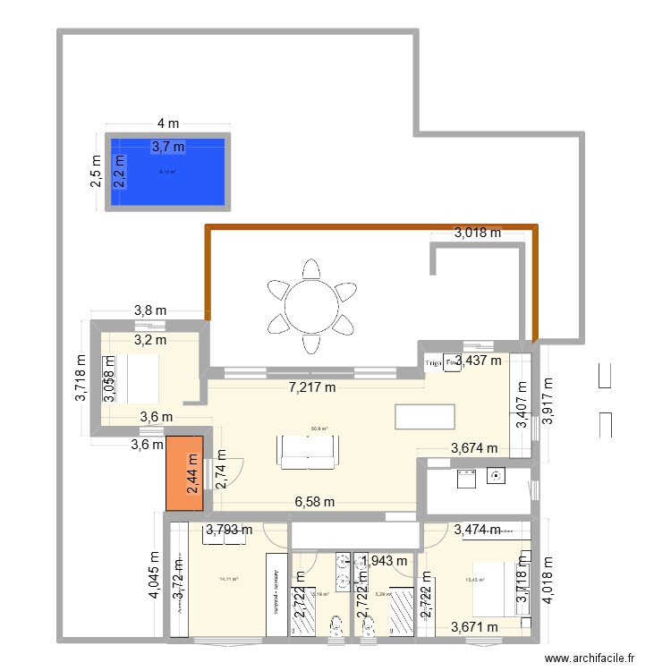 Murato3. Plan de 6 pièces et 97 m2