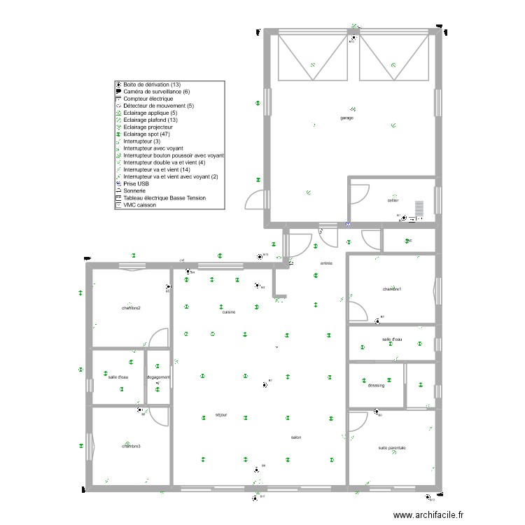 gaudel gabin éclairage. Plan de 13 pièces et 206 m2