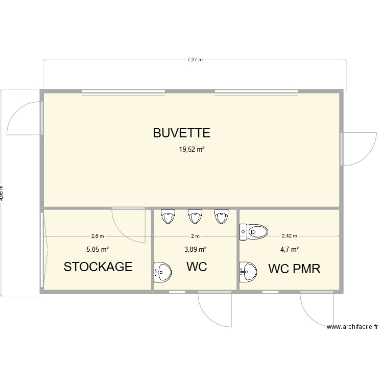 BANEINS PHASE 1. Plan de 4 pièces et 33 m2