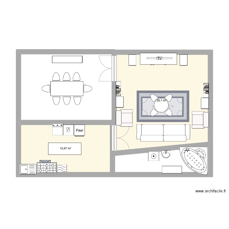 calies-home. Plan de 2 pièces et 38 m2